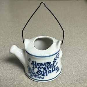 Vintage Ceramic Teapot toothpick holder with Blue Floral Design Home Sweet Home